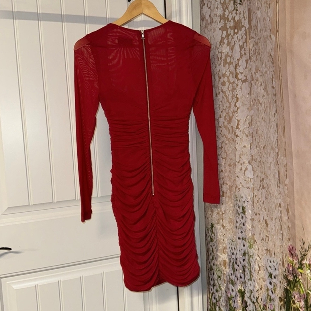 Bardot Vibrant Red Long Sleeve Dress - Picture 7 of 14
